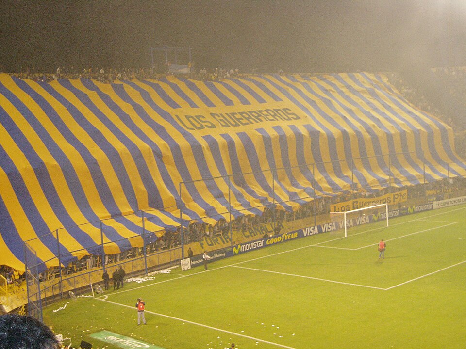 Hinchada de Rosario Central con banderas