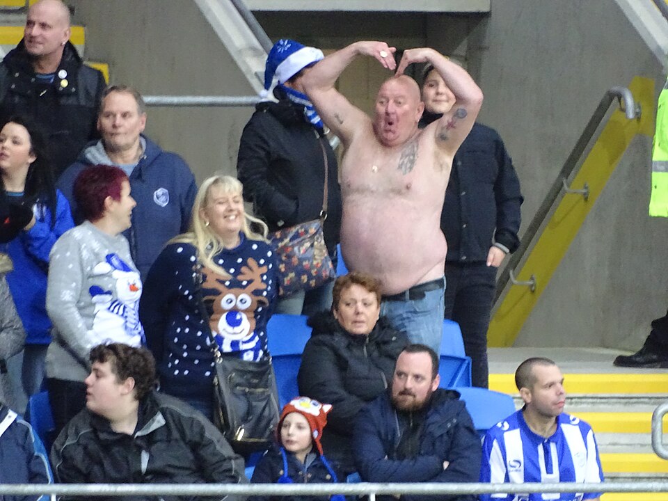 Hinchas viendo un partido decisivo en un bar deportivo